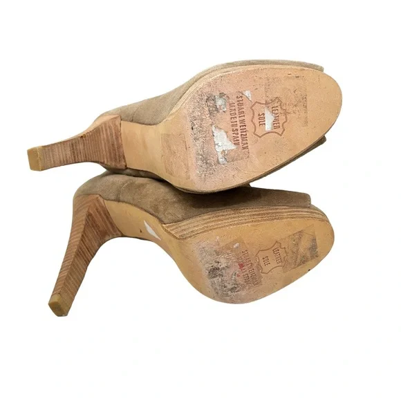 Stuart Weitzman Suede lace up Upstart peep toe heeled women’s boots 7 - Picture 6 of 10